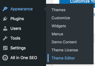 Wordpress Appearance and Theme Editor